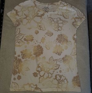 Sonoma Women's Tee Shirt Floral Yellow Brown Ombre Size Small